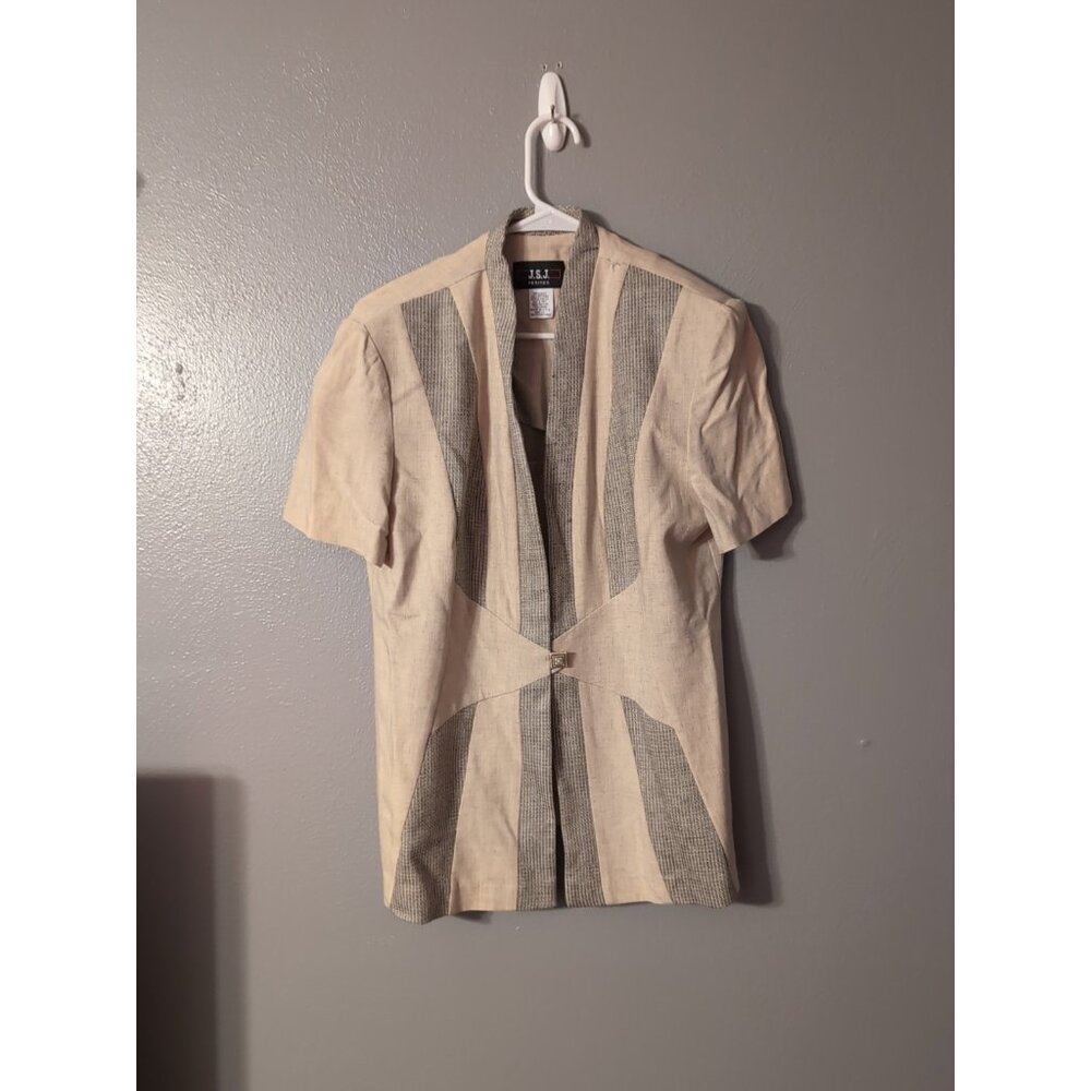 J.S.J Petites One Button Vintage Short Sleeve Top Size 12P